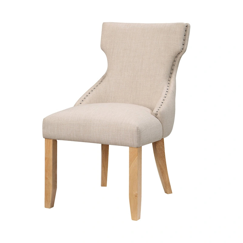 Contemporary Wood Tufted Wingback 2-Piece Side Chairs