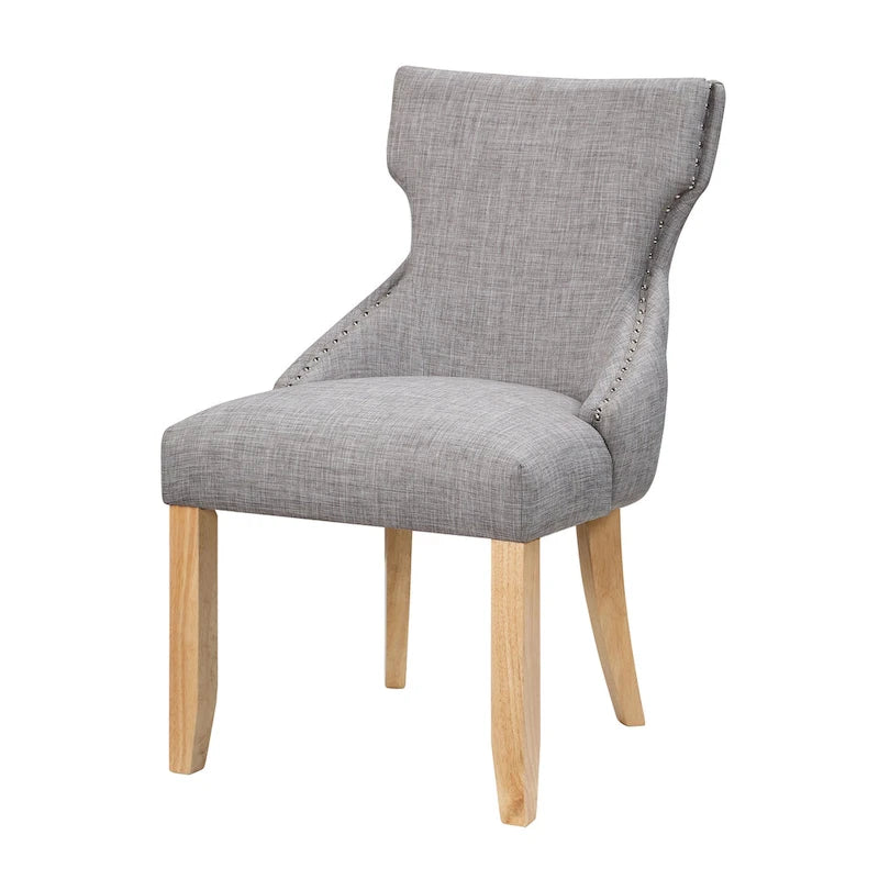 Contemporary Wood Tufted Wingback 2-Piece Side Chairs