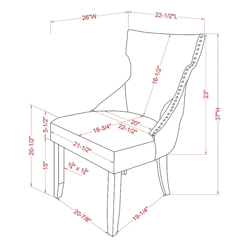 Contemporary Wood Tufted Wingback 2-Piece Side Chairs