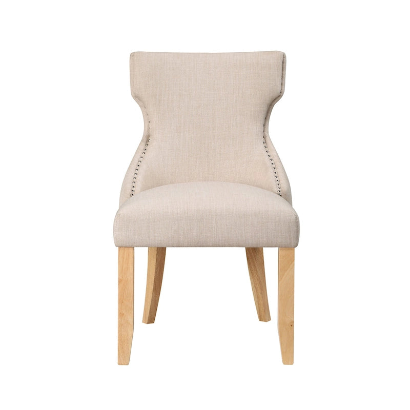 Contemporary Wood Tufted Wingback 2-Piece Side Chairs