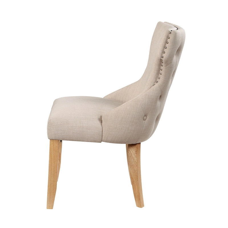 Contemporary Wood Tufted Wingback 2-Piece Side Chairs