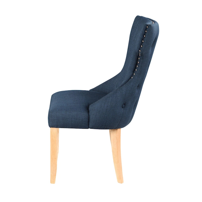 Contemporary Wood Tufted Wingback 2-Piece Side Chairs