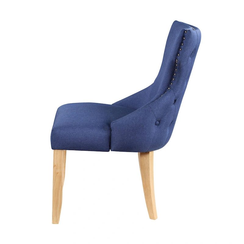 Contemporary Wood Tufted Wingback 2-Piece Side Chairs