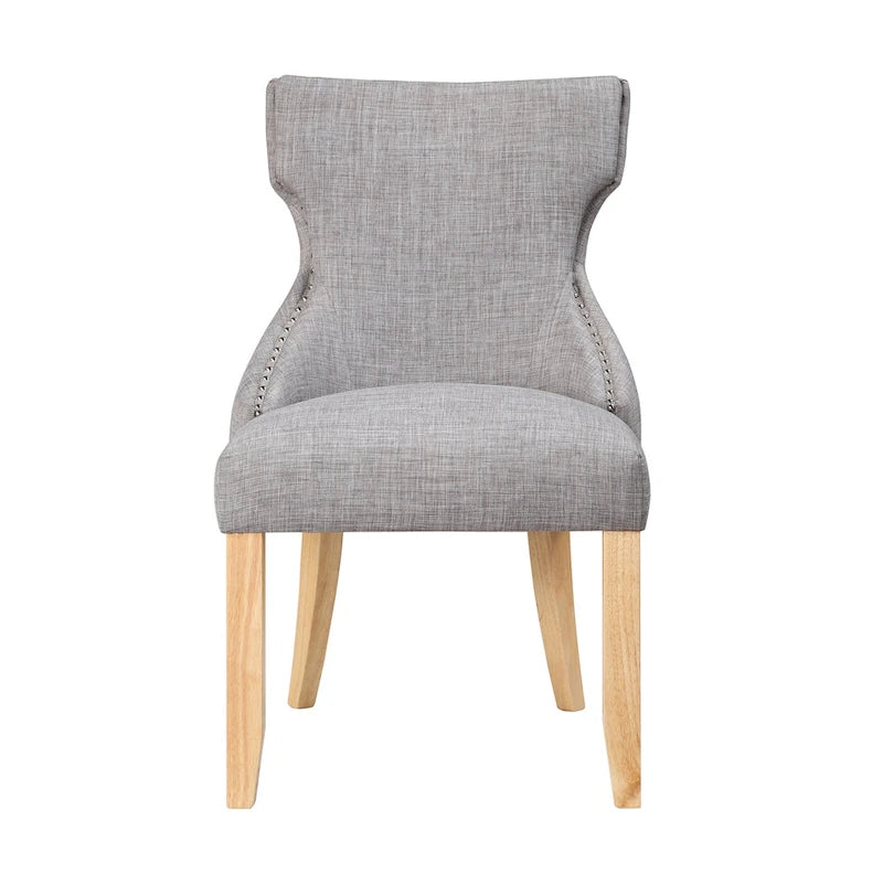 Contemporary Wood Tufted Wingback 2-Piece Side Chairs