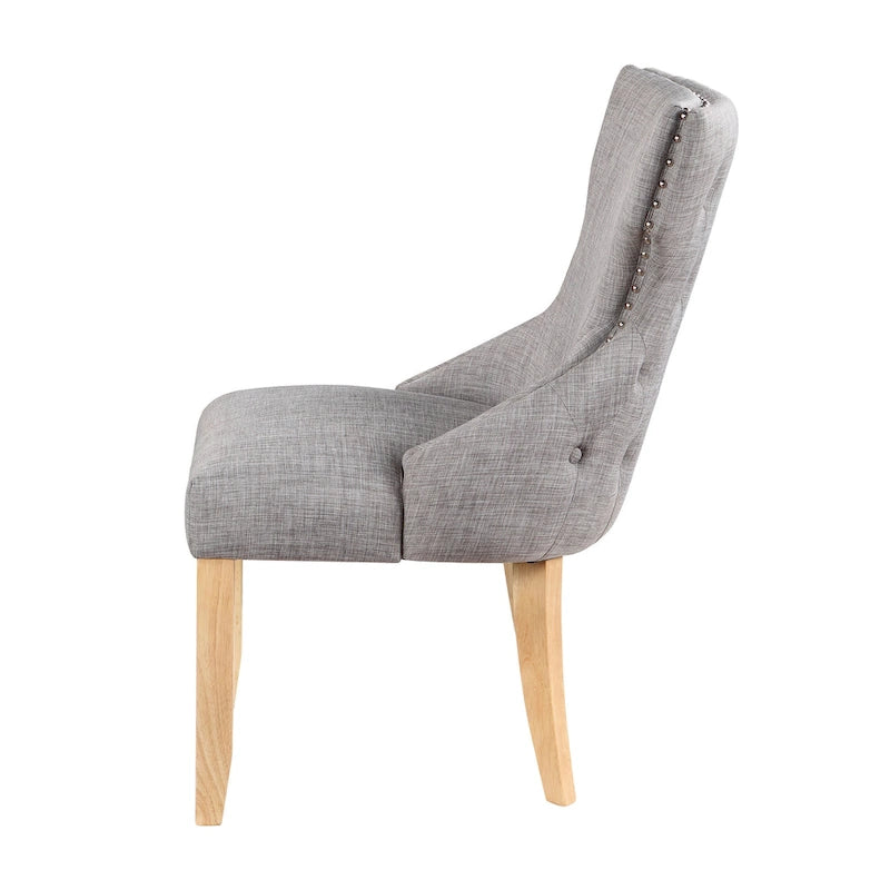 Contemporary Wood Tufted Wingback 2-Piece Side Chairs