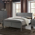 Contemporary Grey Solid Wood Sleigh Bed