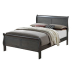 Contemporary Grey Solid Wood Sleigh Bed