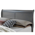 Contemporary Grey Solid Wood Sleigh Bed