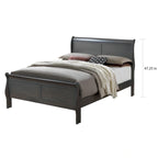 Contemporary Grey Solid Wood Sleigh Bed