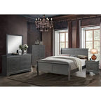Contemporary Grey Solid Wood Sleigh Bed
