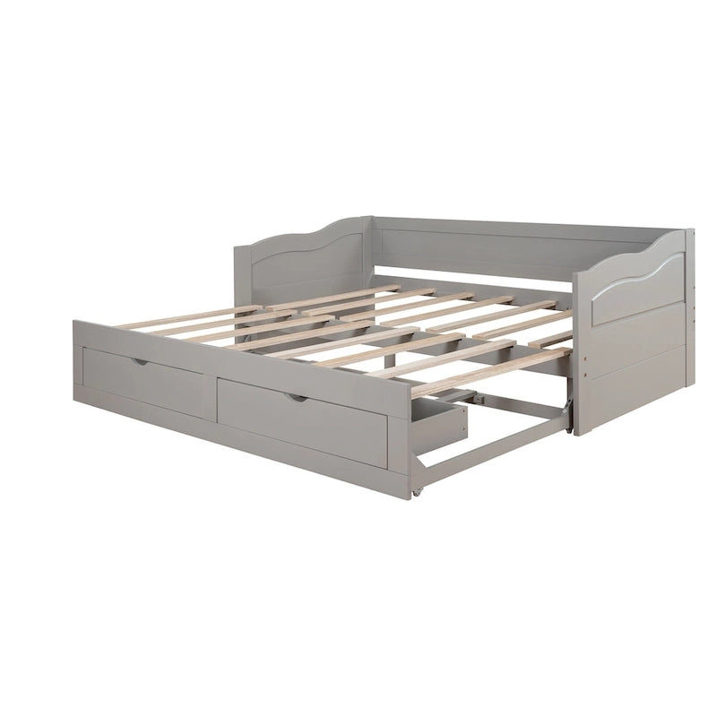 Wooden Daybed with Trundle Bed