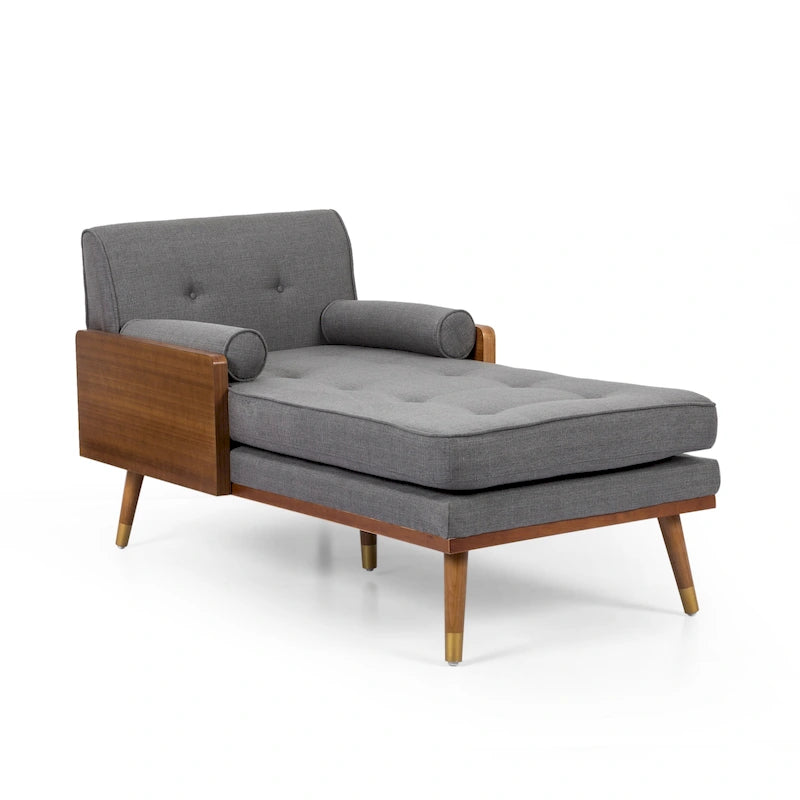 Mid-Century Modern Chaise Lounge, 32 x 63.75 x 33.5 Inches