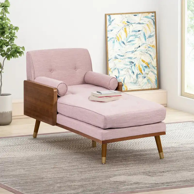 Mid-Century Modern Chaise Lounge, 32 x 63.75 x 33.5 Inches
