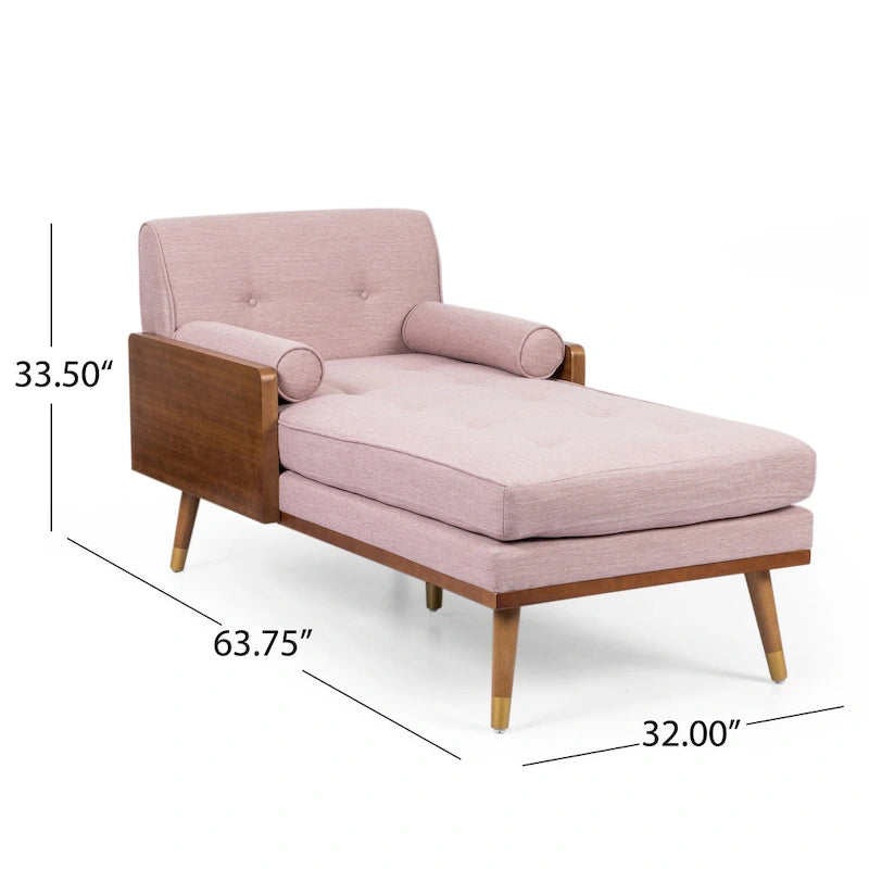Mid-Century Modern Chaise Lounge, 32 x 63.75 x 33.5 Inches