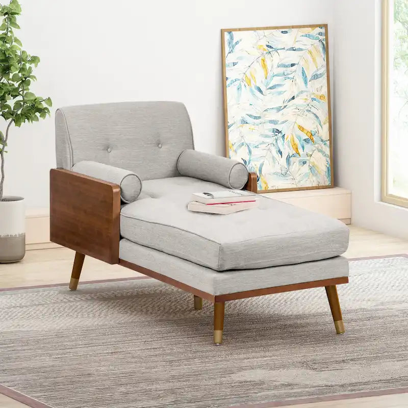 Mid-Century Modern Chaise Lounge, 32 x 63.75 x 33.5 Inches