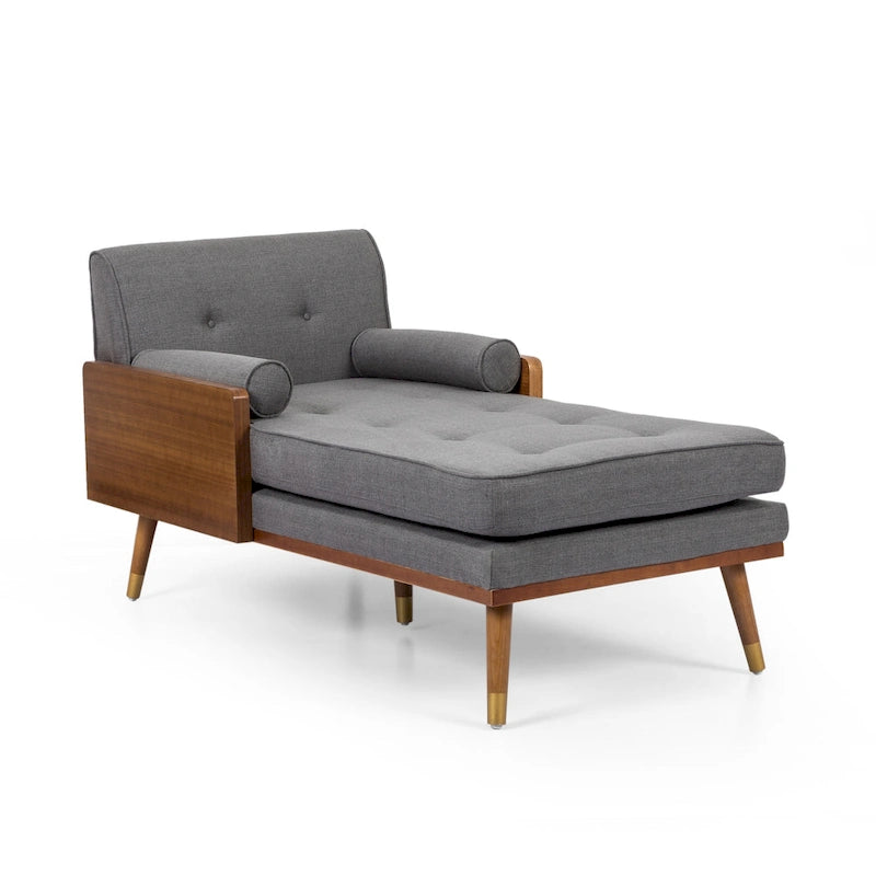 Mid-Century Modern Chaise Lounge, 32 x 63.75 x 33.5 Inches