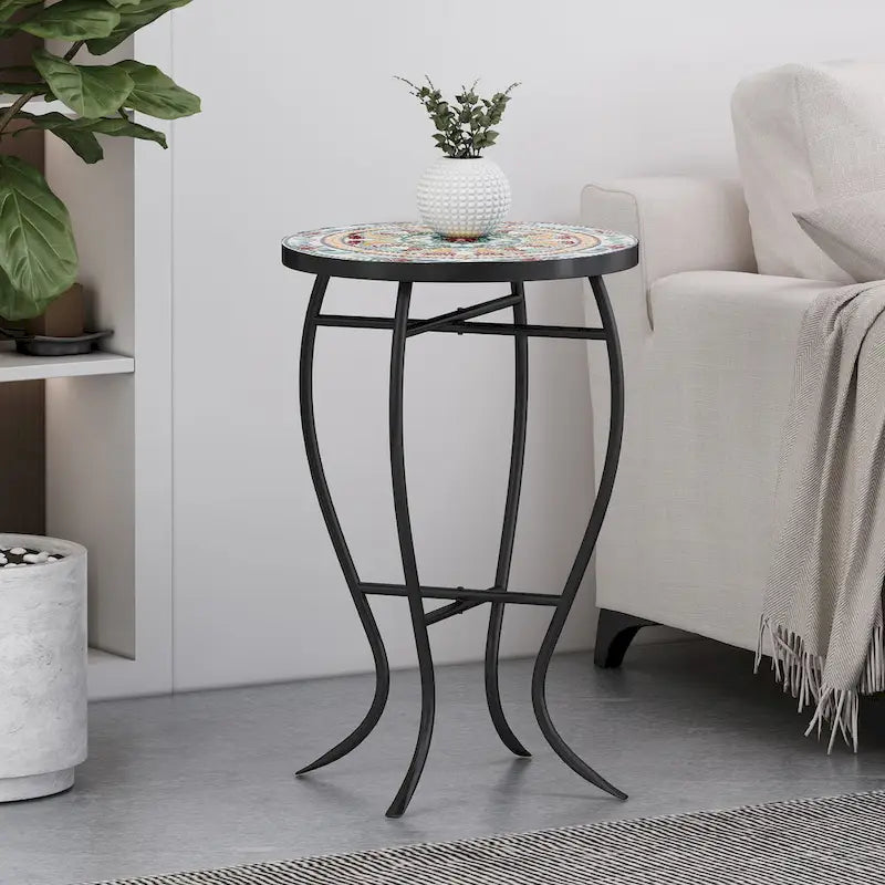 Indoor Side Table with Tile Top