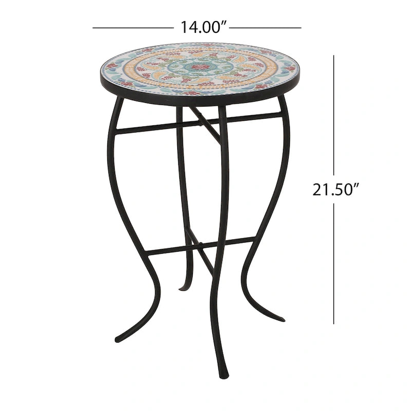 Indoor Side Table with Tile Top