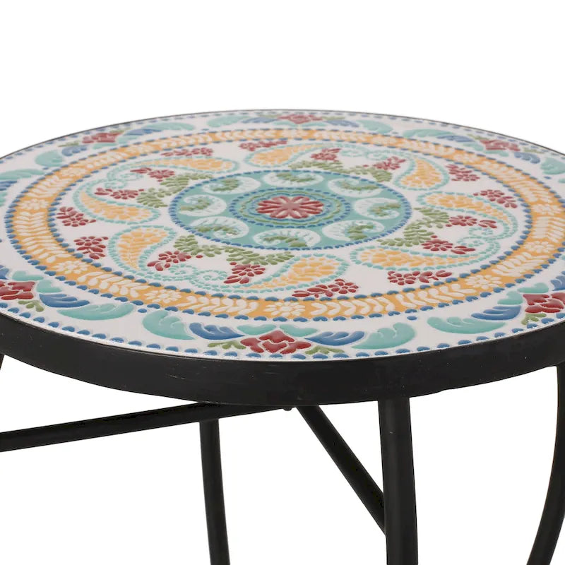 Indoor Side Table with Tile Top