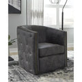 Distressed Black Swivel Chair, 28.75 x 31 x 31.5 Inches