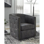 Distressed Black Swivel Chair, 28.75 x 31 x 31.5 Inches