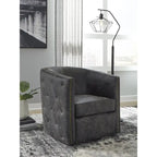 Distressed Black Swivel Chair, 28.75 x 31 x 31.5 Inches