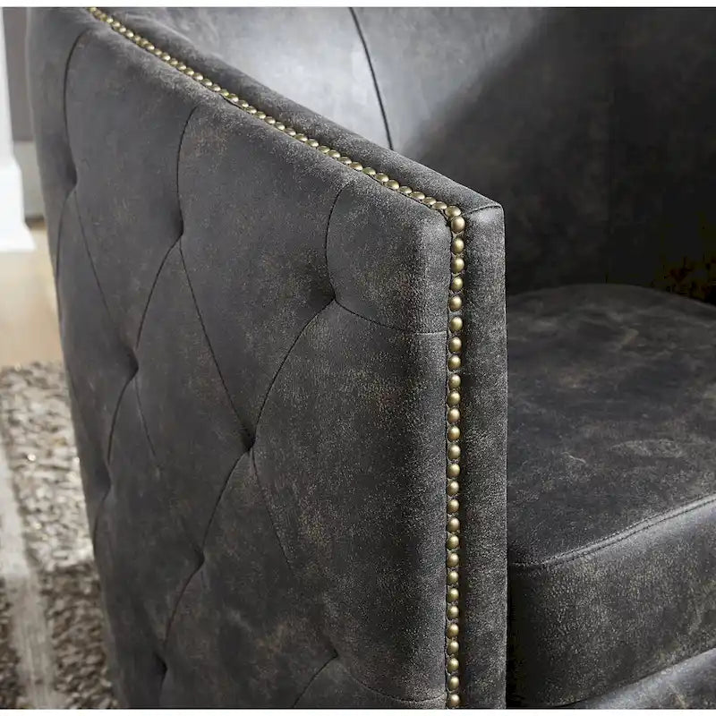 Distressed Black Swivel Chair, 28.75 x 31 x 31.5 Inches
