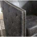 Distressed Black Swivel Chair, 28.75 x 31 x 31.5 Inches
