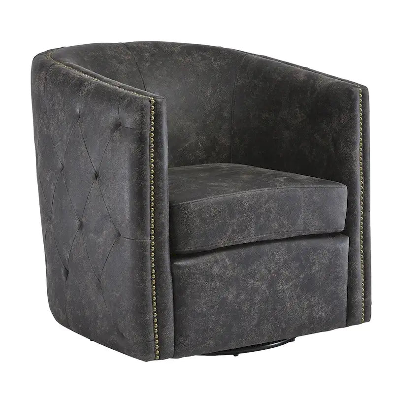 Distressed Black Swivel Chair, 28.75 x 31 x 31.5 Inches