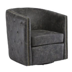 Distressed Black Swivel Chair, 28.75 x 31 x 31.5 Inches