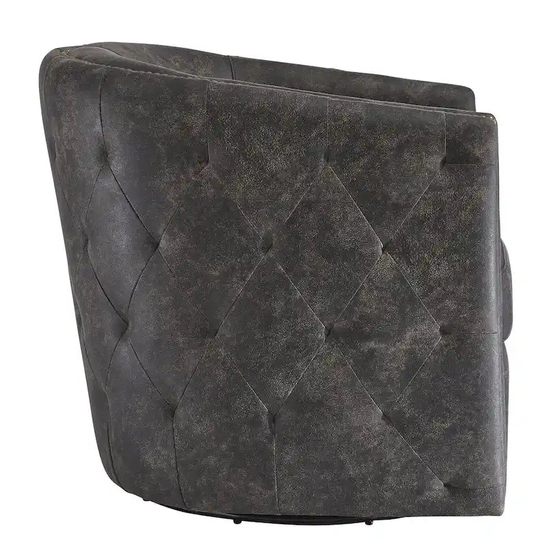 Distressed Black Swivel Chair, 28.75 x 31 x 31.5 Inches