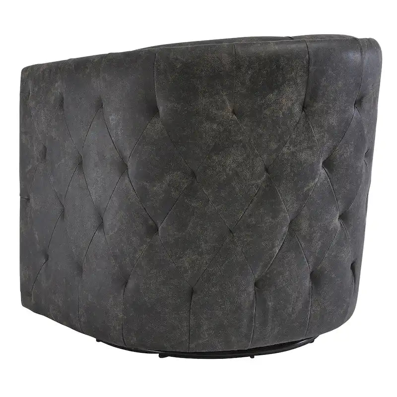 Distressed Black Swivel Chair, 28.75 x 31 x 31.5 Inches