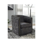 Distressed Black Swivel Chair, 28.75 x 31 x 31.5 Inches