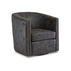 Distressed Black Swivel Chair, 28.75 x 31 x 31.5 Inches