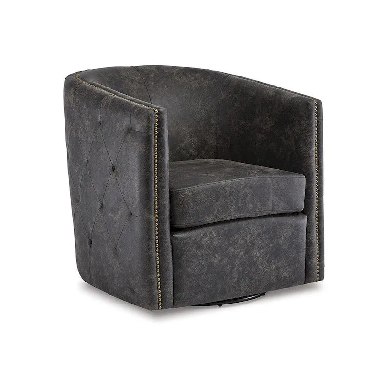 Distressed Black Swivel Chair, 28.75 x 31 x 31.5 Inches