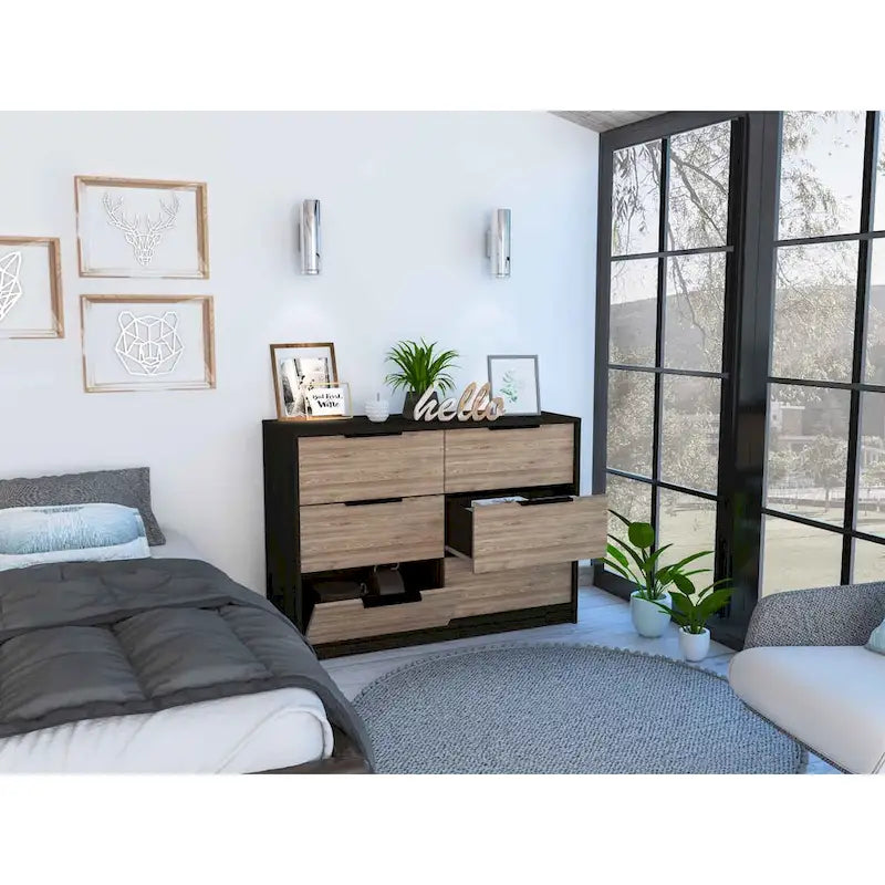 Four-Drawer Dresser with Slide-and-Pull Design