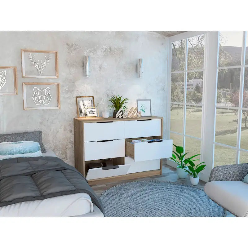 Four-Drawer Dresser with Slide-and-Pull Design
