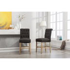 Counter Height Button Tufted Back Solid Wood Stools, Set of 2
