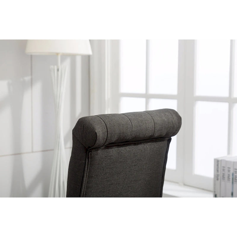 Counter Height Button Tufted Back Solid Wood Stools, Set of 2