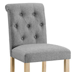 Counter Height Button Tufted Back Solid Wood Stools, Set of 2