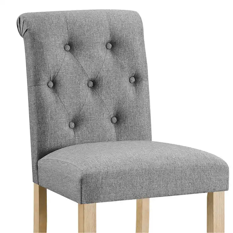 Counter Height Button Tufted Back Solid Wood Stools, Set of 2