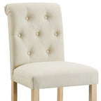 Counter Height Button Tufted Back Solid Wood Stools, Set of 2