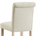 Counter Height Button Tufted Back Solid Wood Stools, Set of 2