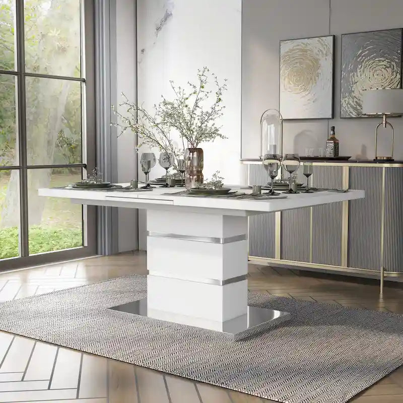 White 78-inch Wood Expandable Dining Table