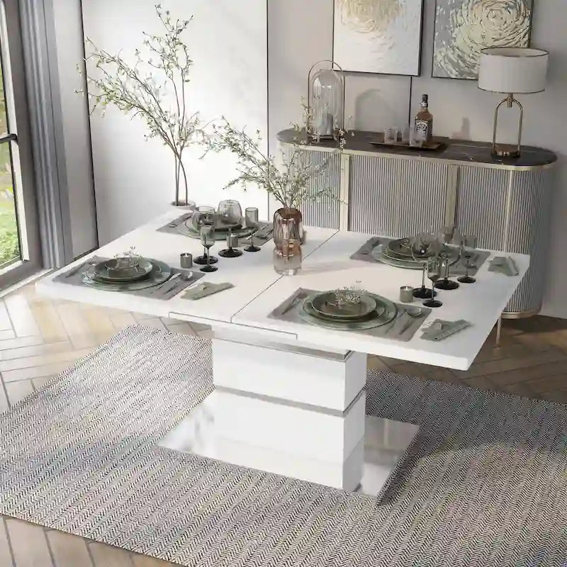 White 78-inch Wood Expandable Dining Table