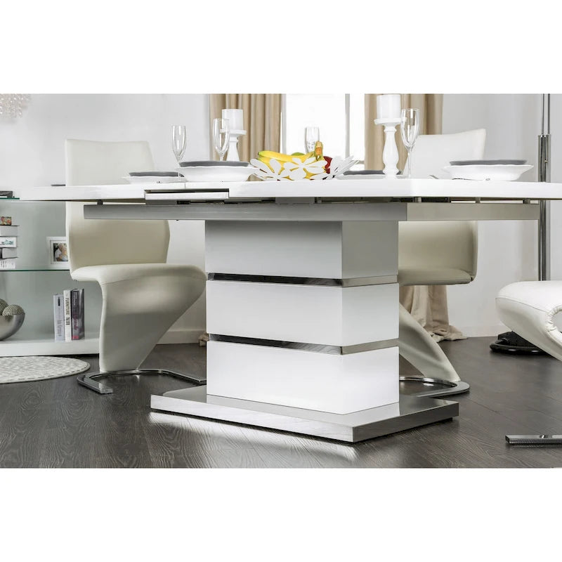 White 78-inch Wood Expandable Dining Table