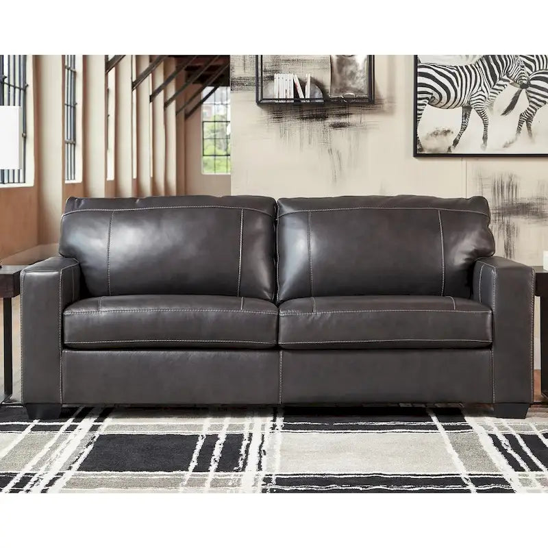 Contemporary Leather Sofa with Contrast Stitching
