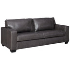 Contemporary Leather Sofa with Contrast Stitching