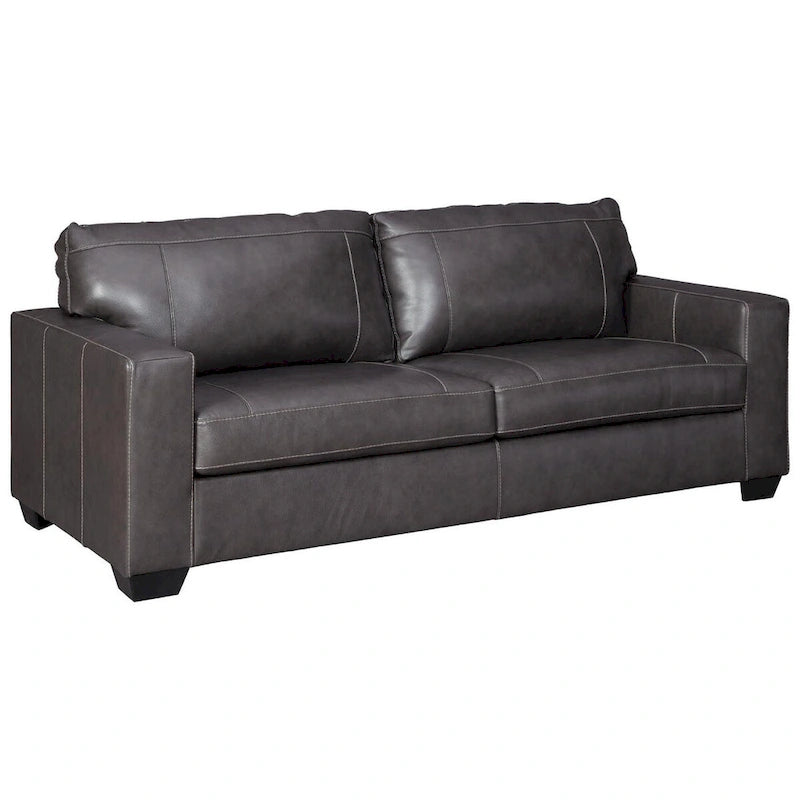 Contemporary Leather Sofa with Contrast Stitching