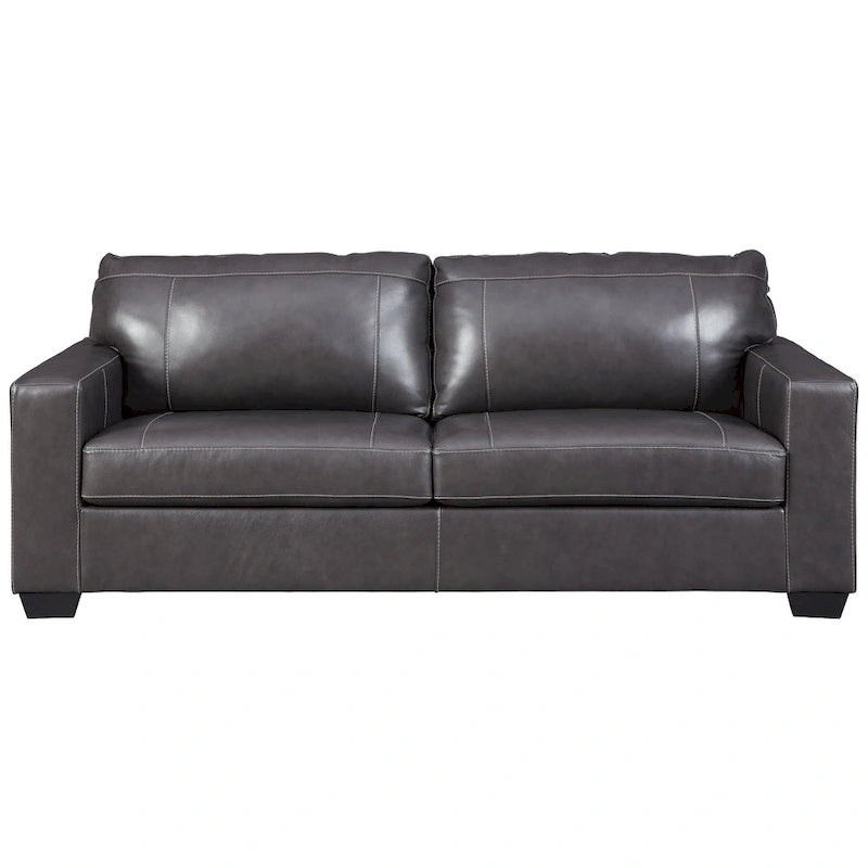 Contemporary Leather Sofa with Contrast Stitching